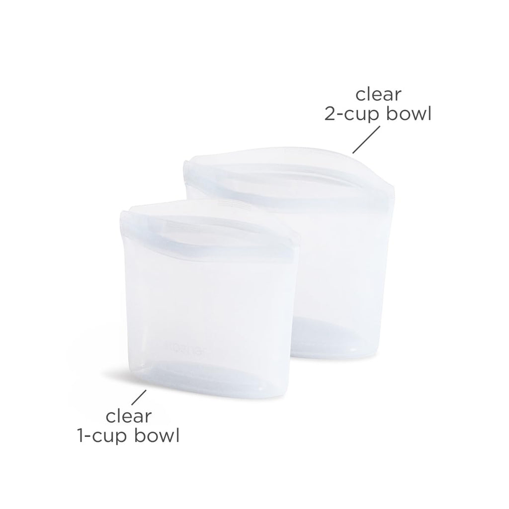 Stasher Silicone Reusable Storage Bags, 4-Pack, Reusable Freezer Bags, Microwave, Dishwasher, Oven Safe, Sous Vide, Premium Lunch Containers, Eco Friendly, Food Storage Bags, Snack Bags, Multicolor