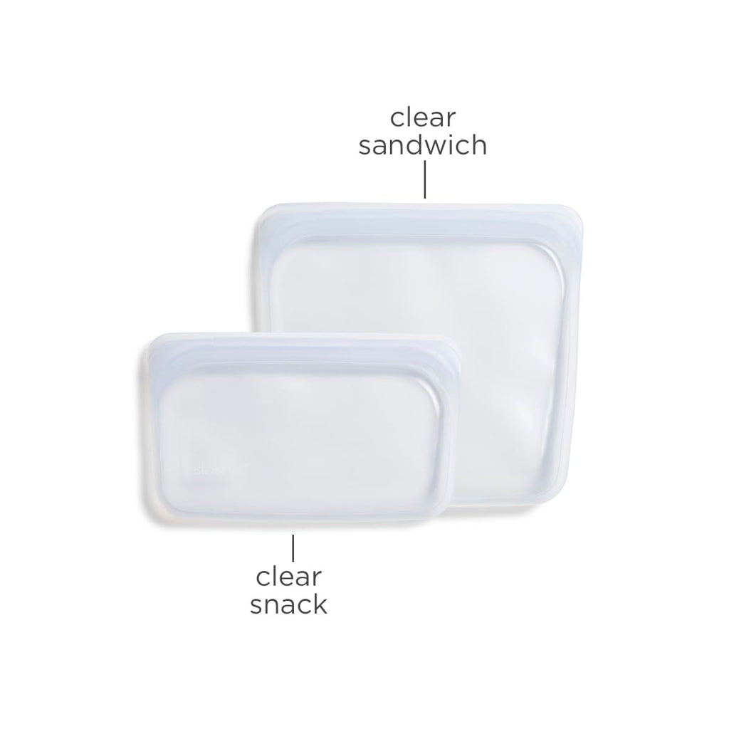 Stasher Silicone Reusable Food Storage Bags, 2-Pack, Reusable Freezer Bags, Microwave, Dishwasher, Oven Safe, Sous Vide, Premium Lunch Containers, Eco Friendly, Food-safe Silicone Snack Bag, Clear