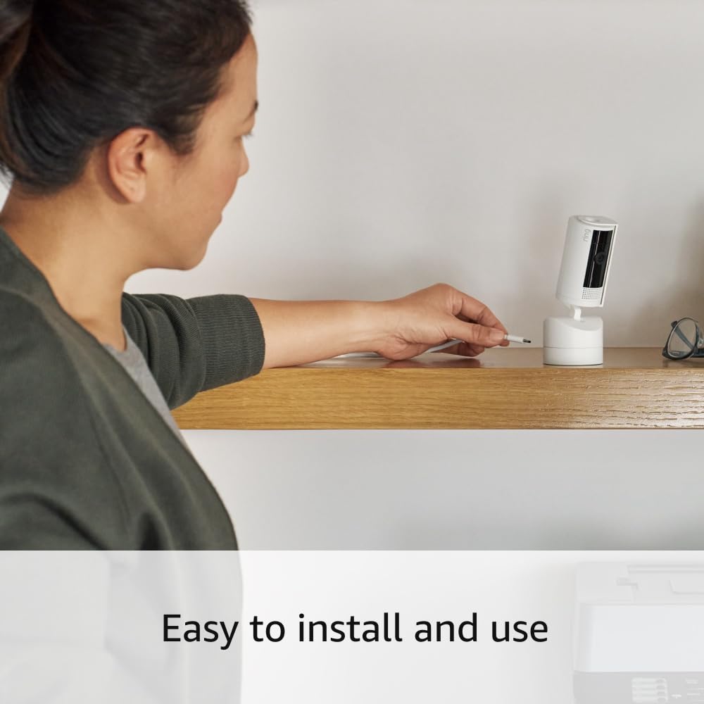 Ring Pan-Tilt Indoor Cam (newest model), See all around your home or business with 360° pan coverage, HD video, plus Two-Way Talk, White