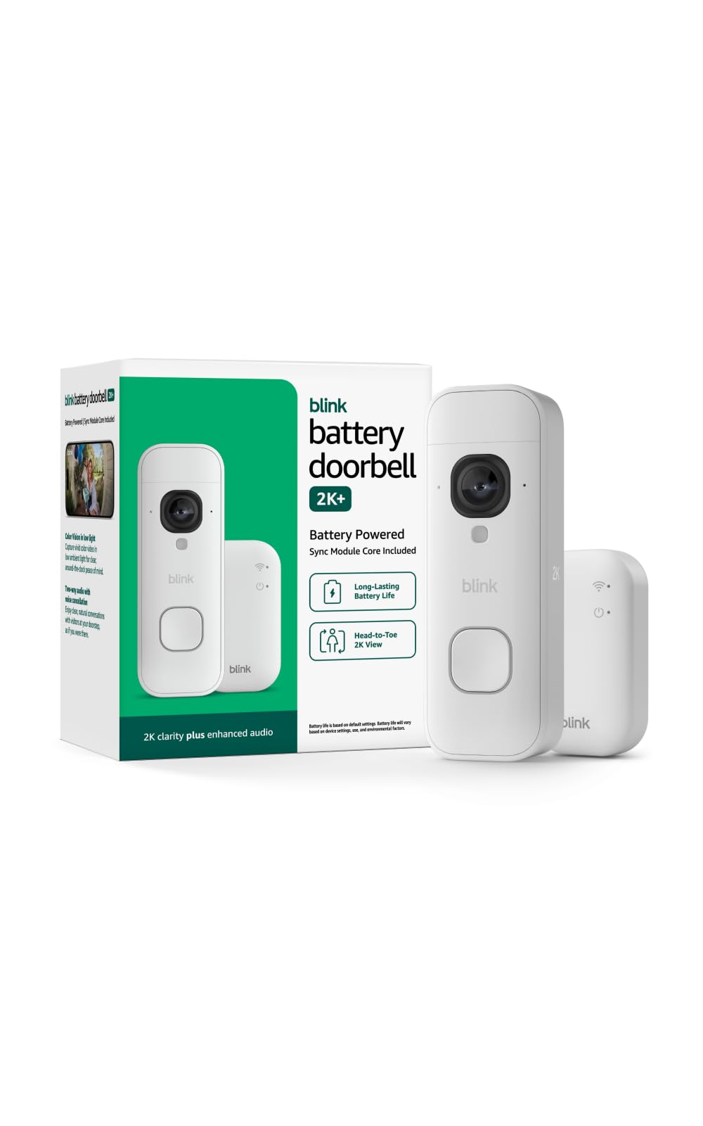 Blink Battery Doorbell 2K+ (newest model) — Wireless video doorbell, 2K resolution, enhanced audio. Required Sync Module not included – Add-On (Black)