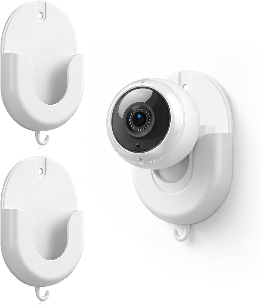 2 Pack Ring Indoor Cam Wall Mount Bracket No Drill No Screws | Strong Adhesive For Blink Outdoor 4/2K+/Mini/Mini 2/Indoor Cameras, 360 Adjustable Sticky Security Camera Holder, Damage-Free