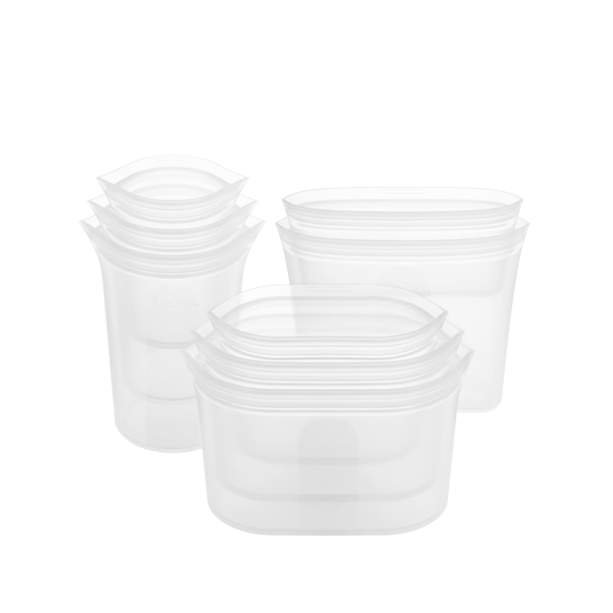 Zip Top Reusable Food Storage Containers Full Set of 8 Lavender – Platinum Silicone Cups, Dishes & Bags – Microwave, Dishwasher & Freezer Safe – Made in USA, BPA-Free