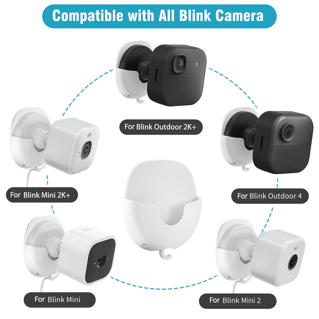 3 Pack Blink Camera No Drill No Screws Wall Mount Bracket for Blink Outdoor 4/Outdoor 2K+/Mini 2/Mini 2K+ Indoor Cameras, Strong Adhesive Mount, Damage-Free, Easy to Install