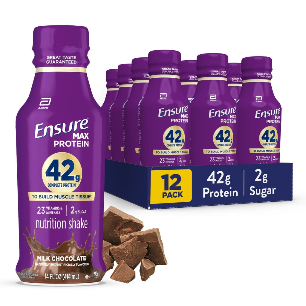 Ensure Max Protein Shake | 42g Complete Protein | French Vanilla | Ready to Drink | High Protein | 23 Vitamins & Minerals | 2g Sugar | 14 fl oz, 12 Pack