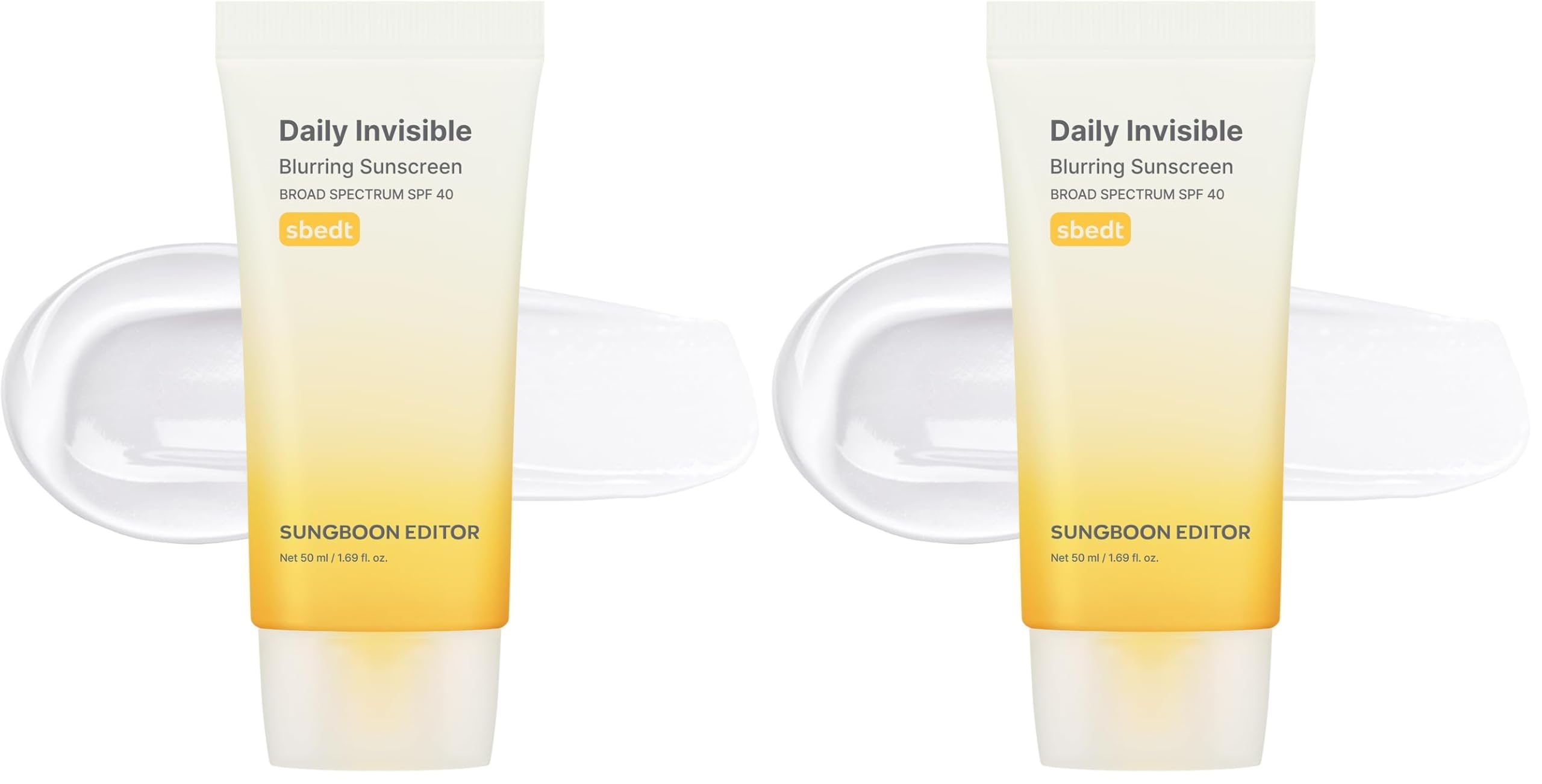 SUNGBOON EDITOR Daily Invisible Blurring Sunscreen with Broad Spectrum SPF 40 Invisible Sunscreen for Face, Makeup Primer SPF, 50ml, 1.69 fl.oz, Oil Free, Weightless