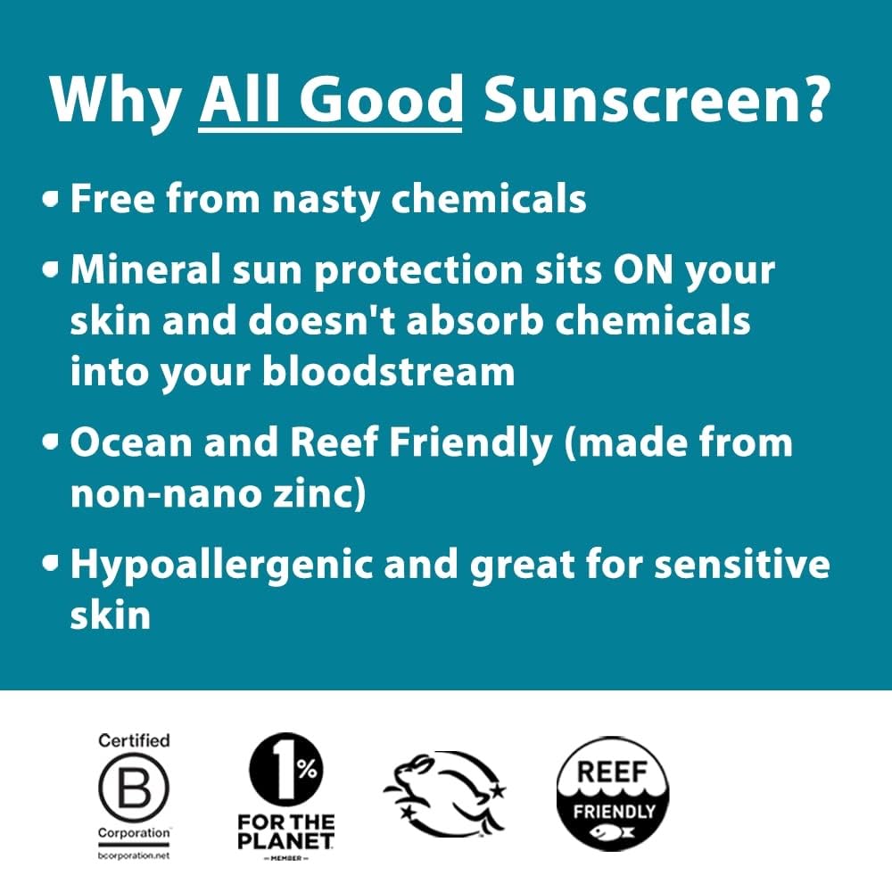 All Good Anti-Aging Daily Mineral Sunscreen Face Moisturizer with SPF 50 Protection | w/Hyaluronic Acid, Niacinamide, Calendula Extract | Hydrating Facial Lotion w/Broad Spectrum Protection - 1oz