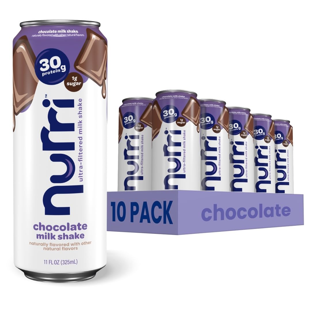 Nurri - 30g Protein Ultra Filtered Milk Shake – Mocha- with Caffeine for Energy, Lactose Free, Low Sugar, 150 Calories, 10 Vitamins and Minerals - 11 fl oz, 10 Cans