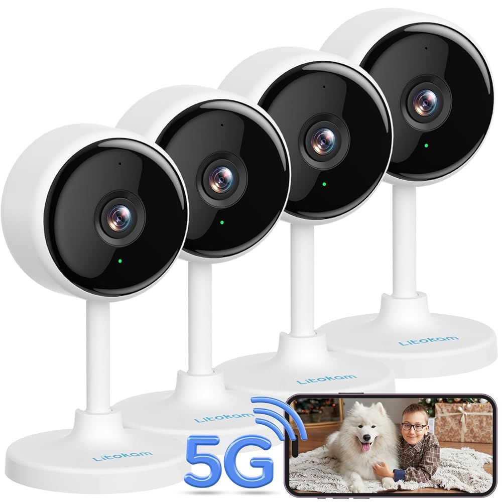 litokam Indoor Cameras for Home Security with Night Vision, Pet Camera with Phone App, WiFi Home Security Camara, Baby Monitor Work with Alexa, Motion Detection, 2 Pack, 2K