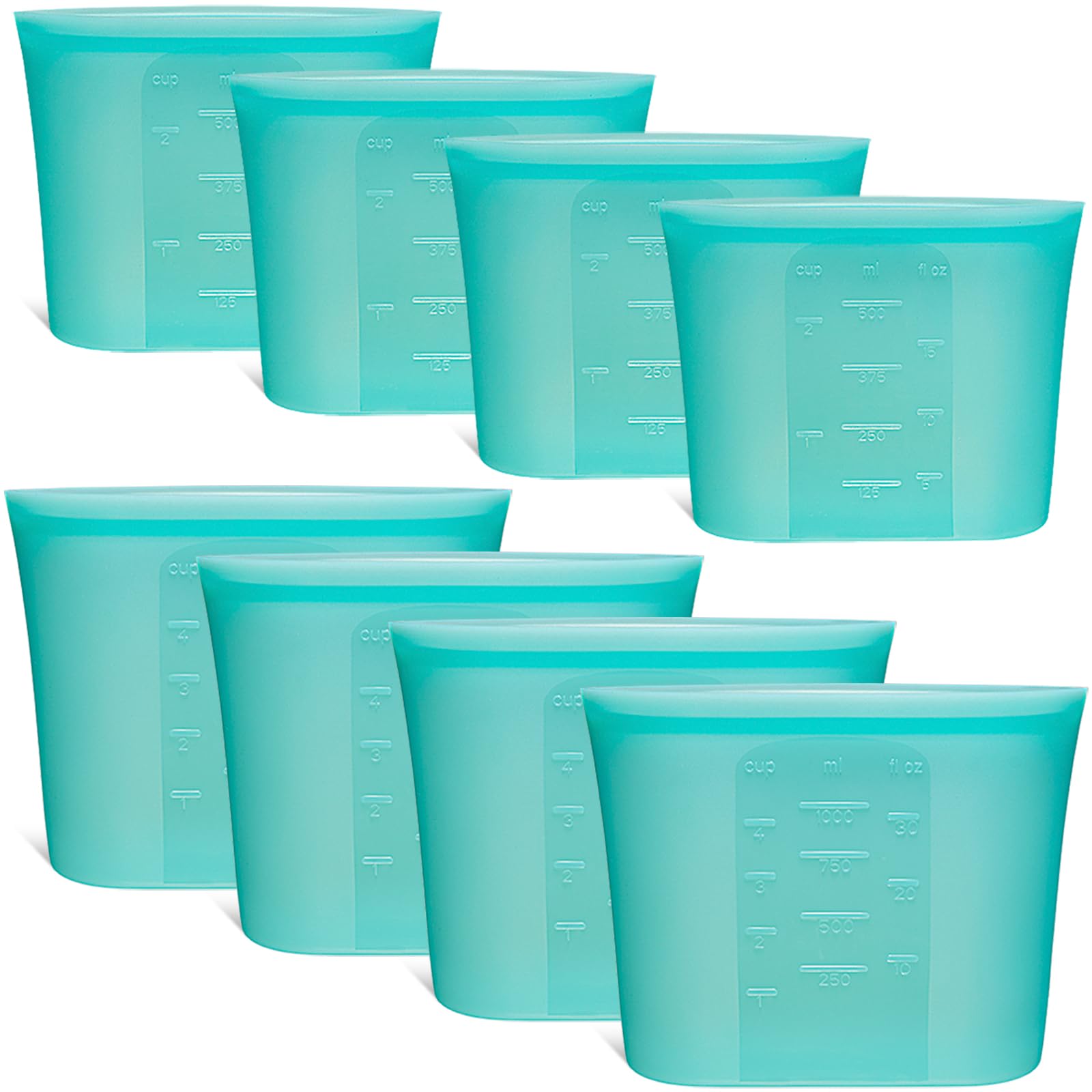 Extra Large Reusable Silicone Food Storage Bags 4 Pack, 0.8 Gallon/3000ml, 100% Silicone Stand-Up Wide-Open Zip-Lock Reusable Bags for Large Items, Microwave Freezer Oven Dishwasher Safe, Translucent