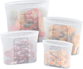 Bangp Premium Silicone Reusable Food Storage Bags,4 Pack | Stand-Up Bottom,Reclosable Freezer Bags for Soup,Sandwich,Salad Fruit,Snack,Leak-free,Food-safe Silicone,Oven,Dishwasher Safe