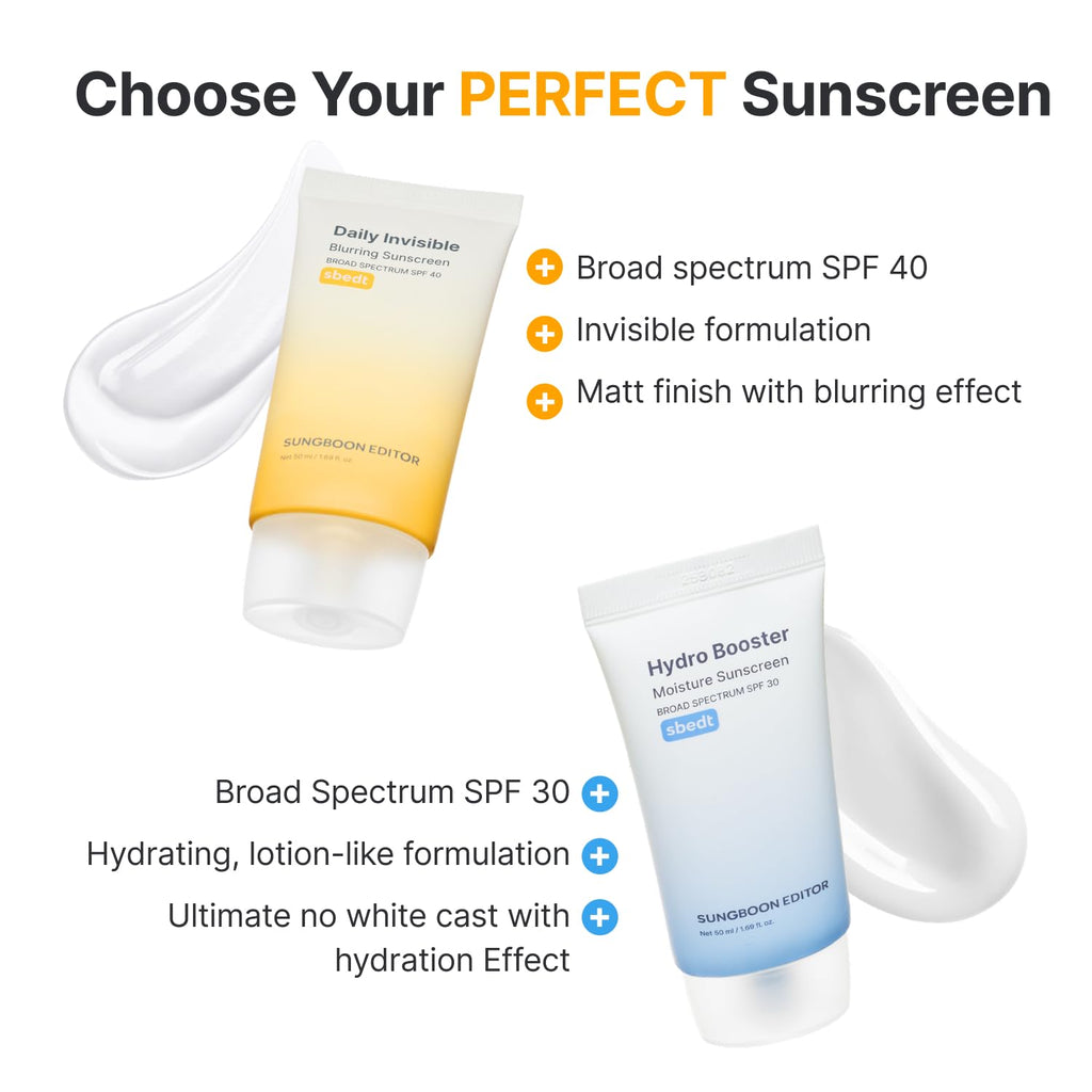 SUNGBOON EDITOR Daily Invisible Blurring Sunscreen with Broad Spectrum SPF 40 Invisible Sunscreen for Face, Makeup Primer SPF, 50ml, 1.69 fl.oz, Oil Free, Weightless