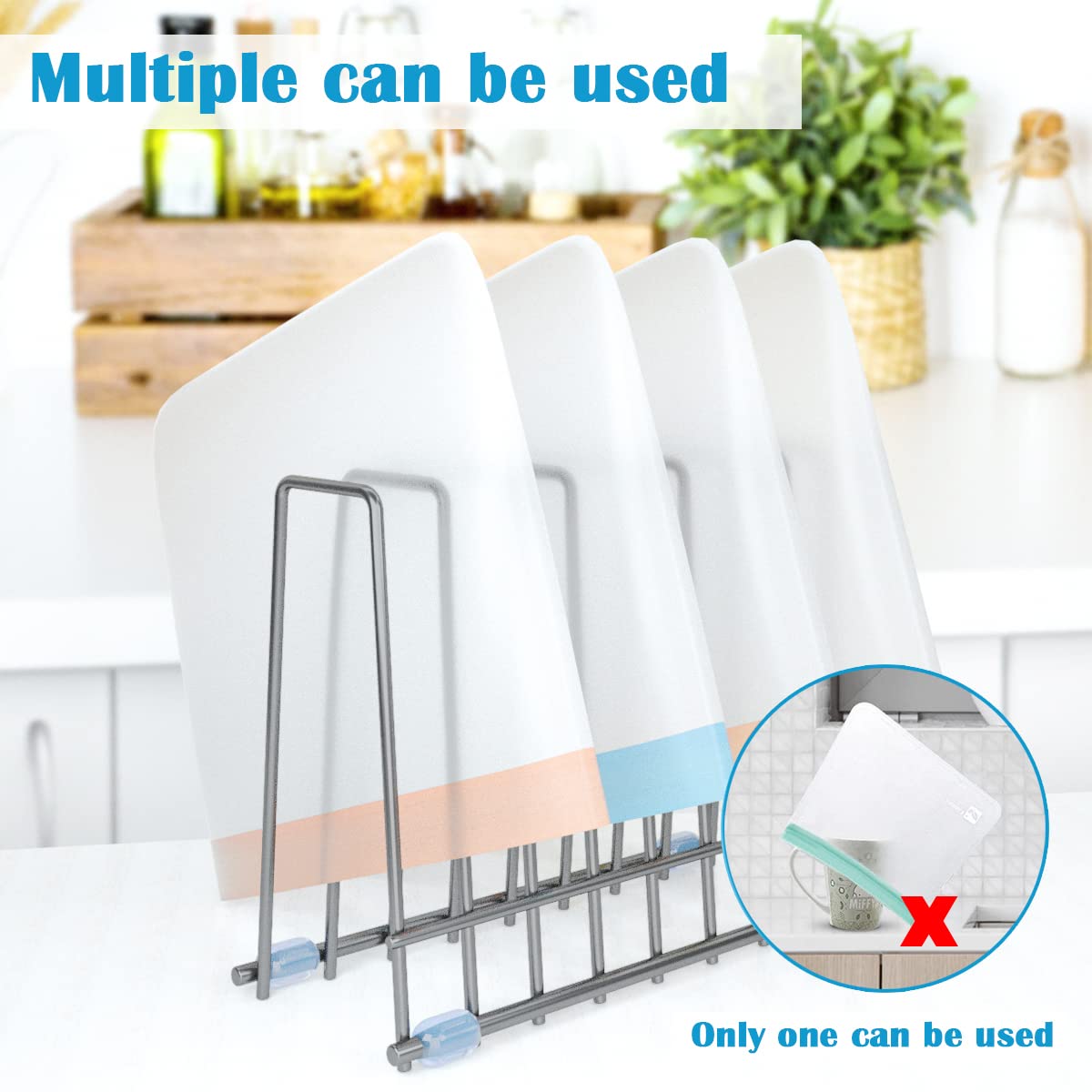 Reusable Storage Bags Rack, Drying Rack for Storage Bags, Stainless Stand for Reusable Freezer Containers & Vacuum Sealer Bags , File Organizer Desktop Storage, Kitchen Storage & Organization (Silver)