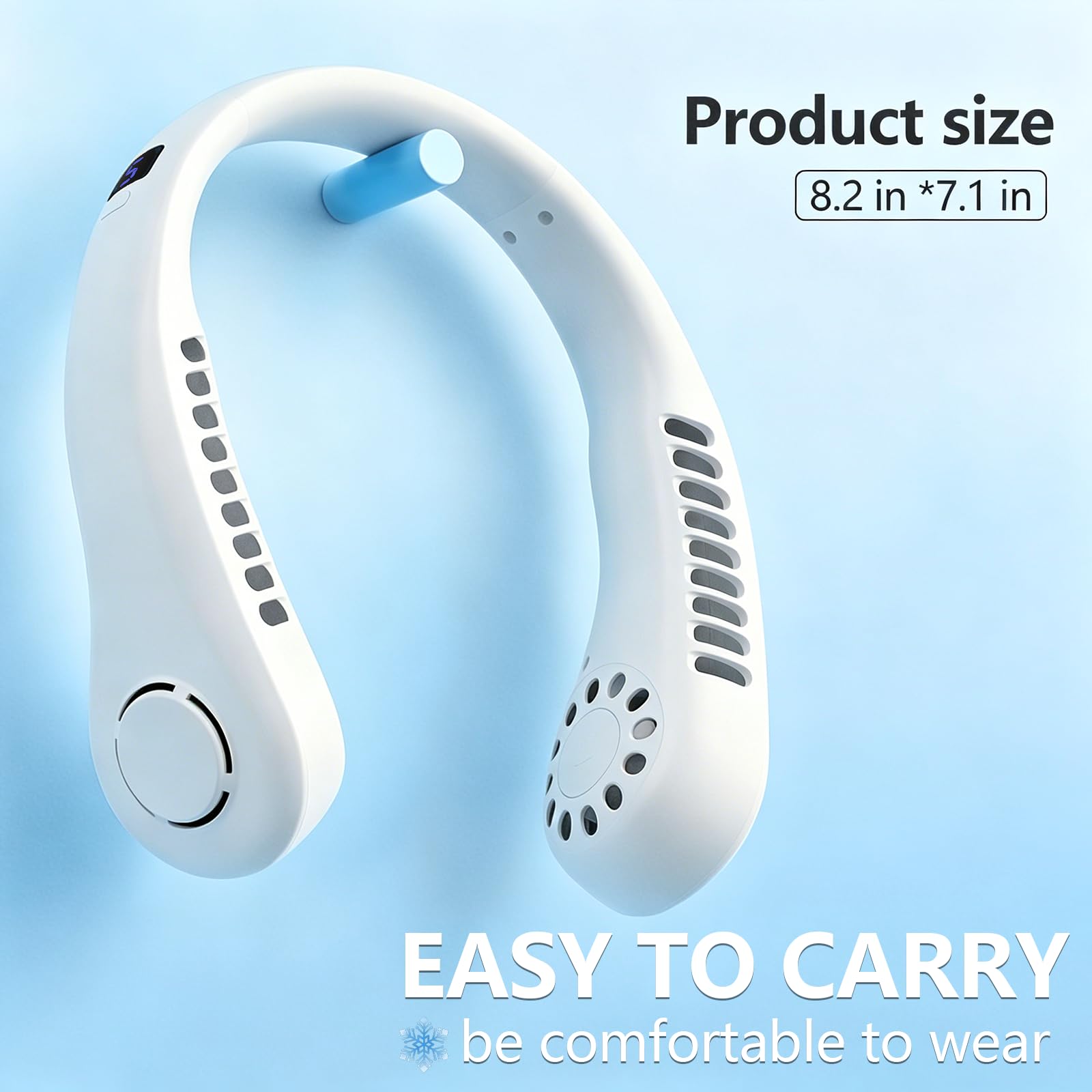 Portable Neck Fan, 360° Cooling Personal Fan with 5 Speeds, USB Rechargeable Wearable Neck Fan, Hands Free Bladeless Fan, Twistable, Mini Portable Fan, Gifts for Men Women Mom Dad, White