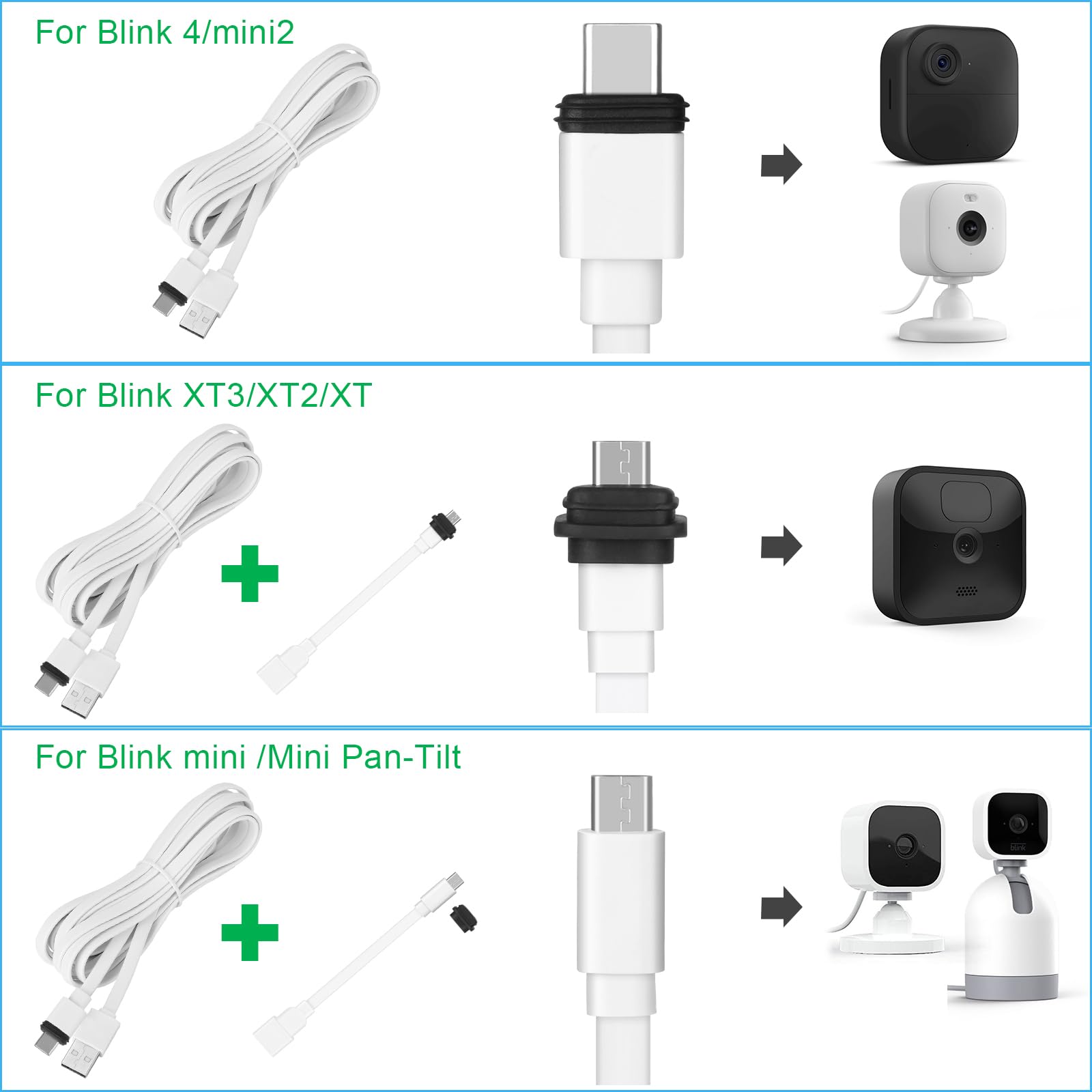 2Pack 25FT Power Cable for Blink Mini2,Blink Mini,Blink Outdoor 4 (4th Gen)/Blink (3rd Gen) XT3/XT2/XT,Extension Cable Continuously Charging Your Blink Cam(Plug and Camera are Not Included)-Black