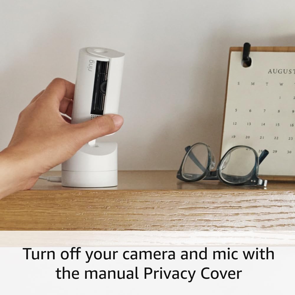 Ring Pan-Tilt Indoor Cam (newest model), See all around your home or business with 360° pan coverage, HD video, plus Two-Way Talk, White