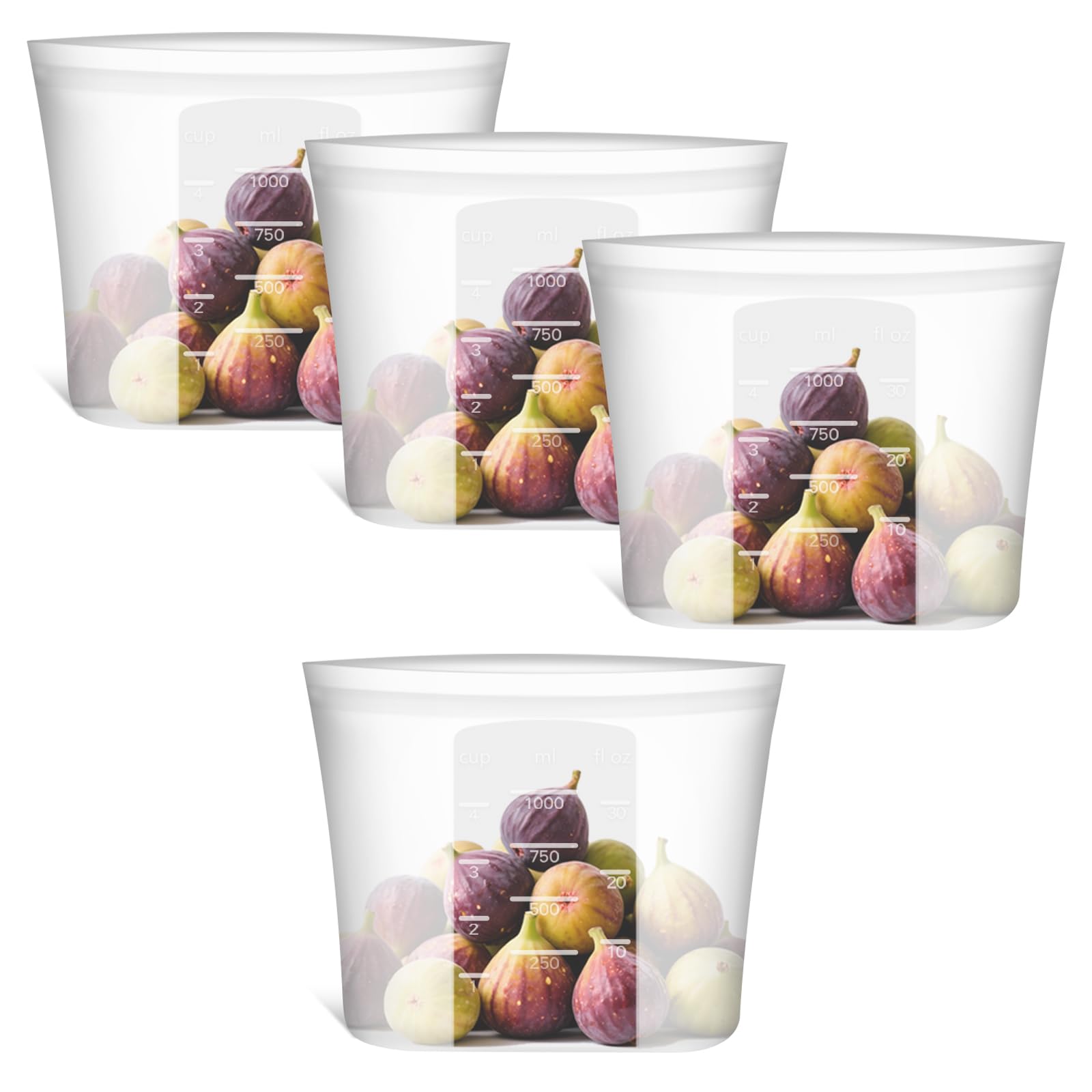 Extra Large Reusable Silicone Food Storage Bags 4 Pack, 0.8 Gallon/3000ml, 100% Silicone Stand-Up Wide-Open Zip-Lock Reusable Bags for Large Items, Microwave Freezer Oven Dishwasher Safe, Translucent