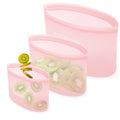 Reusable Silicone Storage Containers Bags Dishwasher Microwave Safe, BPA Free Silicone Bags, Reusable Gallon Freezer Bags for Sandwich, Cereal, Vegetable, Home Organization (Pink 8oz 18oz 32oz 3Pack)