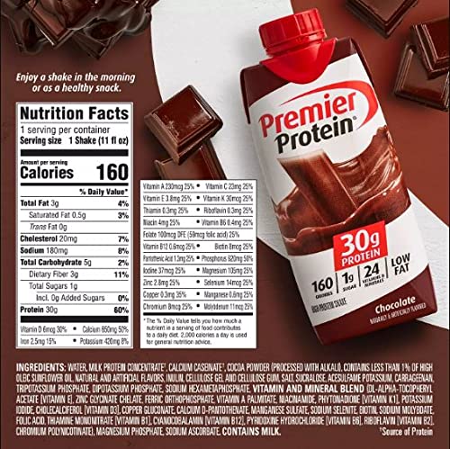 Premier Protein High Protein Shake, Chocolate, 11 Fl Oz, Pack of 15