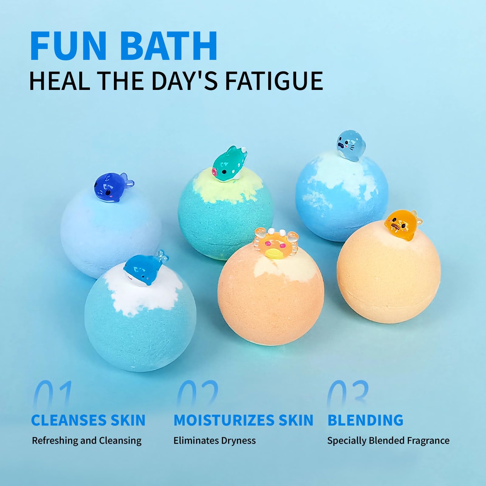 6 Pack Natural Bath Bombs with Mega Bubbles & Surprise Inside Animal Bulk Easter Basket Stuffers Organic All Natural Bath Bombs Gift Set Skin-Friendly Bathing Bath Fun Magic Bath Bombs Birthday Gift