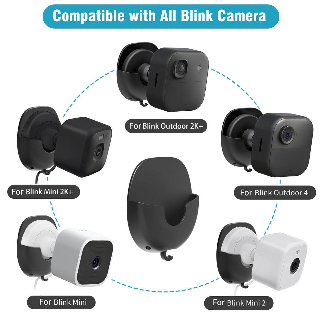 3 Pack Blink Camera No Drill No Screws Wall Mount Bracket for Blink Outdoor 4/Outdoor 2K+/Mini 2/Mini 2K+ Indoor Cameras, Strong Adhesive Mount, Damage-Free, Easy to Install