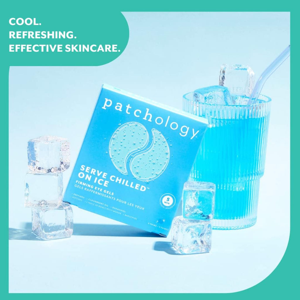 Patchology Iced Cooling Under Eye Mask Patches with Peptides, Cloudberry Oil & Bakuchiol – Firming & Soothing Eye Gels to Reduce Fine Lines and Under Eye Bags – Hydrating Under Eye Pads (5 Pairs)