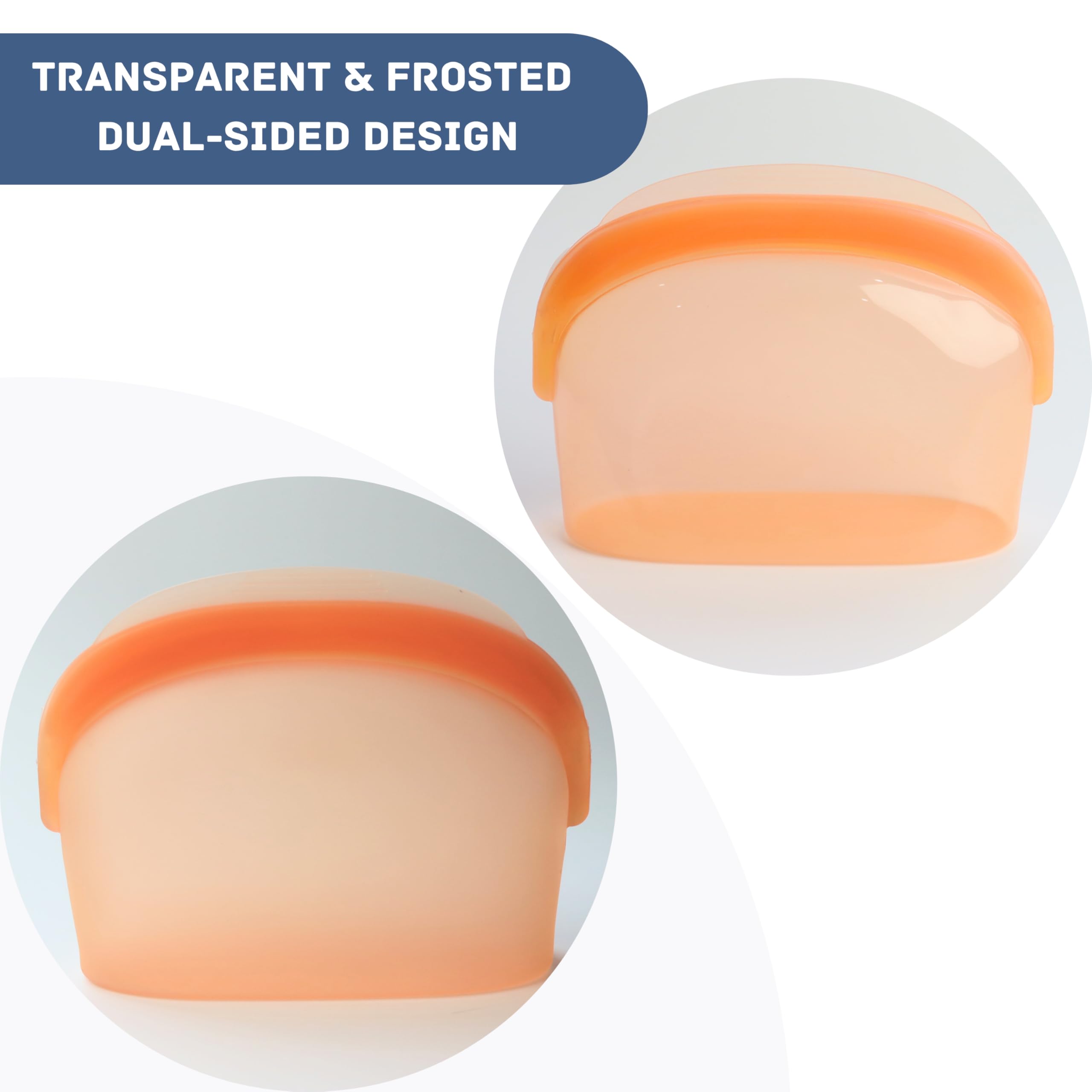 Reusable Silicone Food Storage Bags 3-Pack (17oz, 34oz, 51oz) | Stand Up Leakproof Freezer Bags with Wide Self-Sealing Zipper | Dishwasher, Microwave Safe, BPA Free Eco-Friendly Sous Vide Cooking Bags