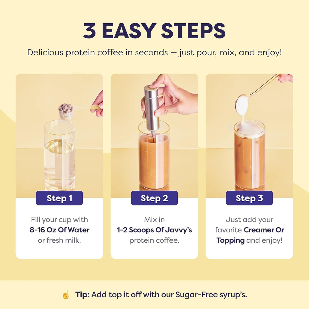Javvy Protein Iced Coffee - Premium Whey Protein & Iced Coffees, 100% Natural Cold Brew, Zero Artificial Flavors & Sweeteners, 80mg Caffeine, No Added Sugar, 20 Servings, Caramel, 1 Pack