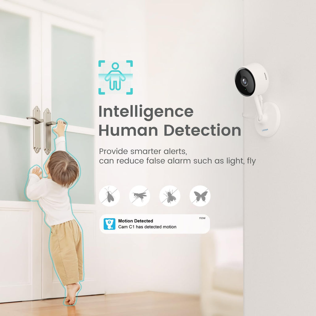 litokam Indoor Cameras for Home Security with Night Vision, Pet Camera with Phone App, WiFi Home Security Camara, Baby Monitor Work with Alexa, Motion Detection, 2 Pack, 2K