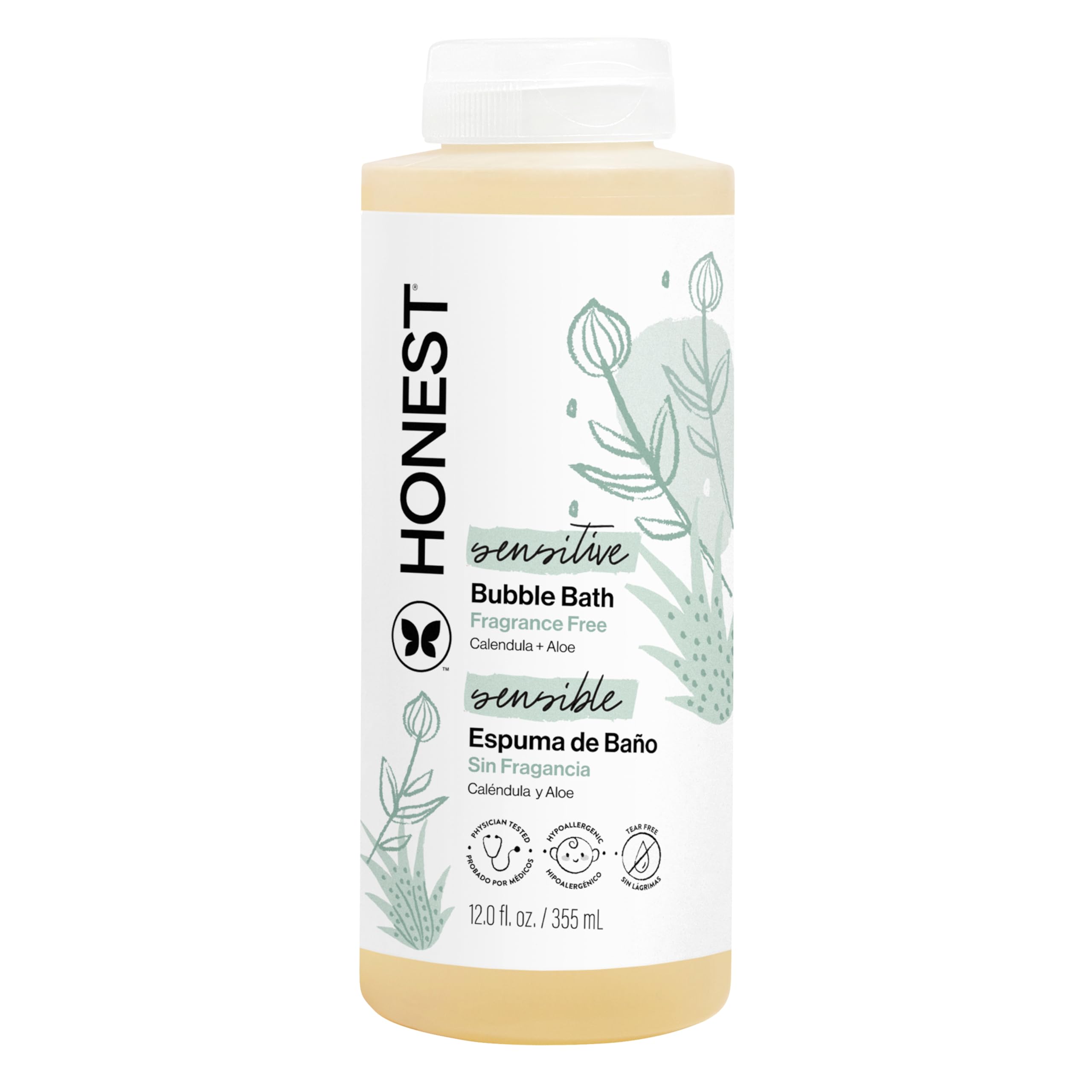 The Honest Company Foaming Bubble Bath, Naturally Derived, Tear-free, Hypoallergenic, Citrus Vanilla Refresh, 12 fl oz