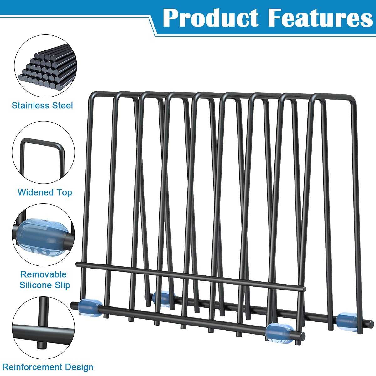 Reusable Storage Bags Rack, Drying Rack for Storage Bags, Stainless Stand for Reusable Freezer Containers & Vacuum Sealer Bags , File Organizer Desktop Storage, Kitchen Storage & Organization (Silver)