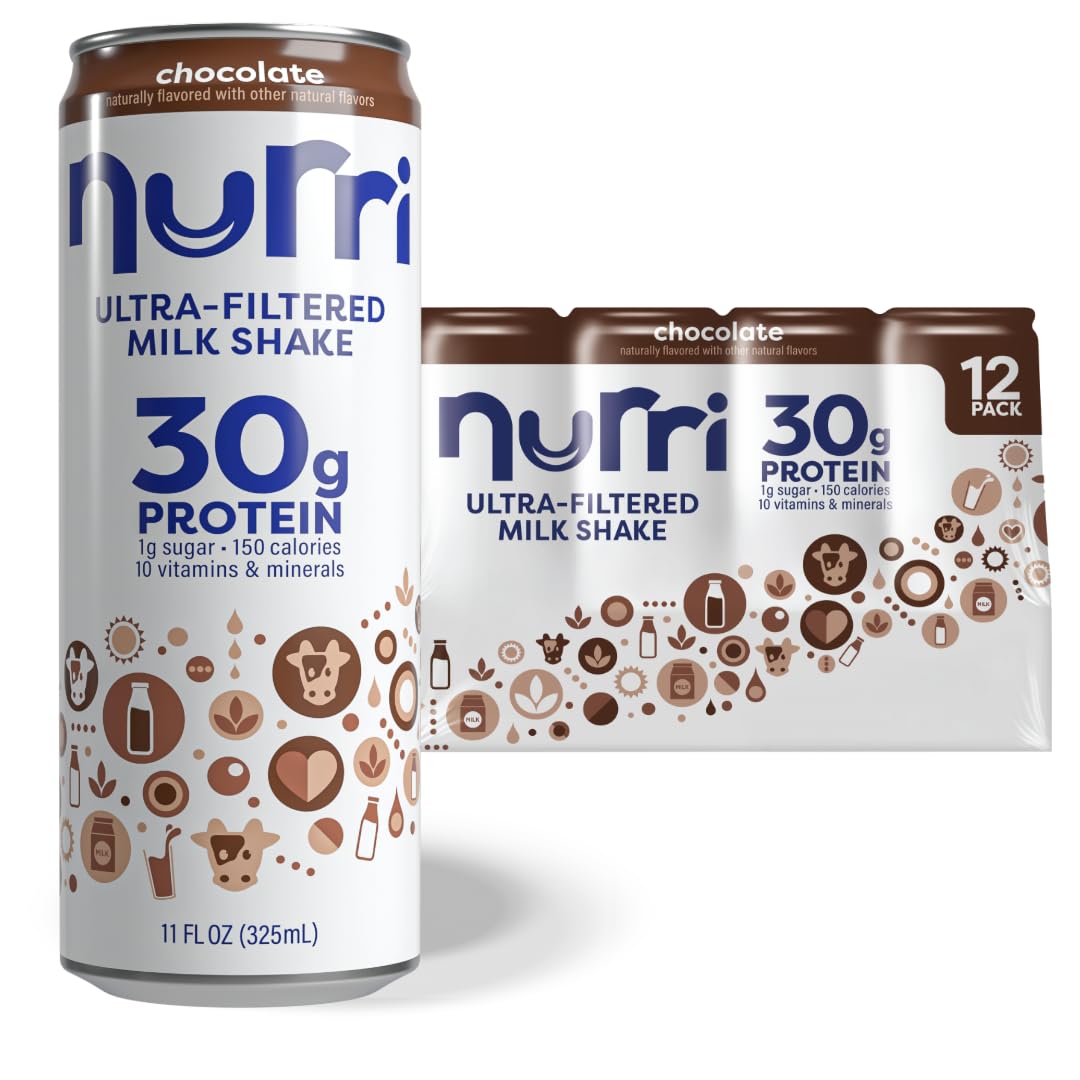 Nurri - 30g Protein Ultra Filtered Milk Shake – Mocha- with Caffeine for Energy, Lactose Free, Low Sugar, 150 Calories, 10 Vitamins and Minerals - 11 fl oz, 10 Cans