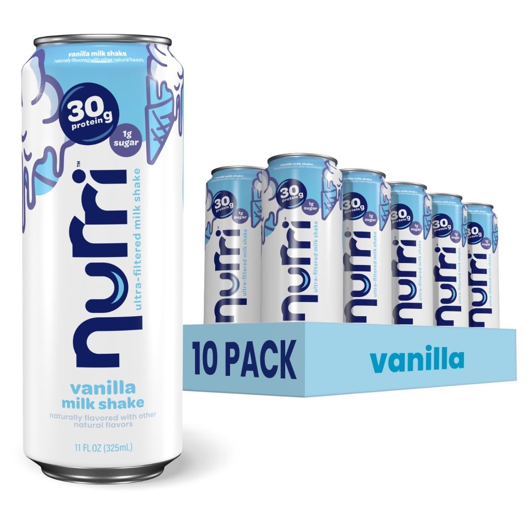 Nurri - 30g Protein Ultra Filtered Milk Shake – Mocha- with Caffeine for Energy, Lactose Free, Low Sugar, 150 Calories, 10 Vitamins and Minerals - 11 fl oz, 10 Cans