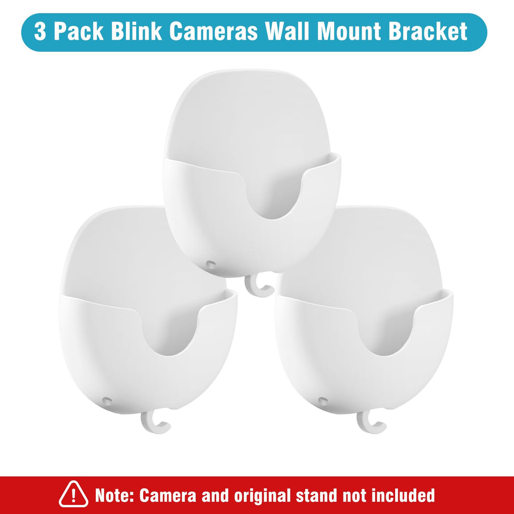 3 Pack Blink Camera No Drill No Screws Wall Mount Bracket for Blink Outdoor 4/Outdoor 2K+/Mini 2/Mini 2K+ Indoor Cameras, Strong Adhesive Mount, Damage-Free, Easy to Install