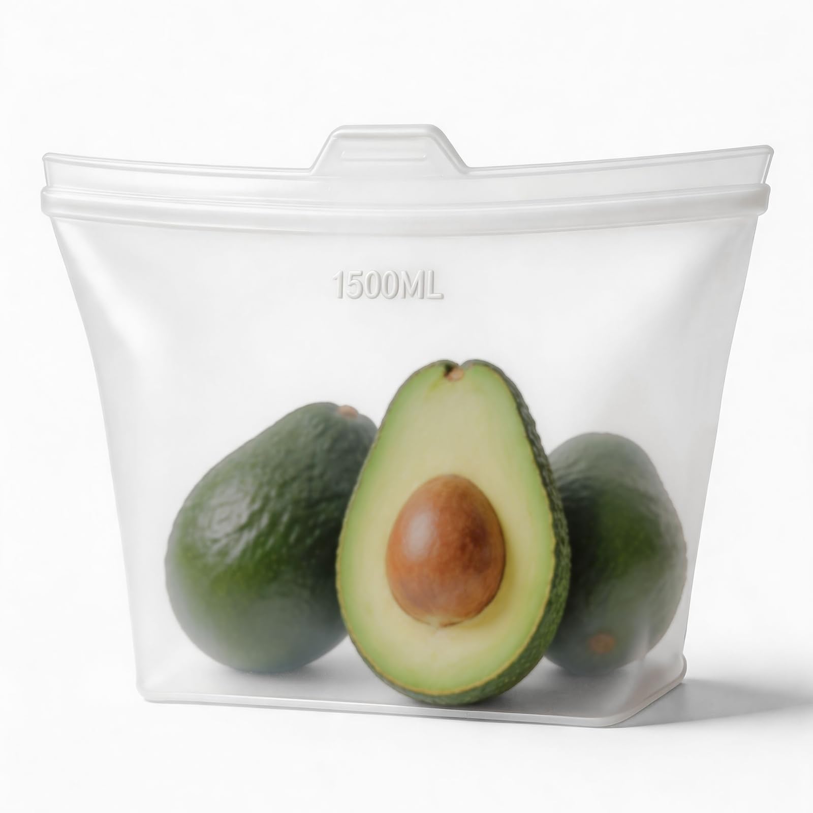 Reusable Silicone Food Storage Bags, 100% Silicone Stand-Up Wide-Open Zip-Lock Reusable Storage Bags for Food, Freezer Microwave Oven Dishwasher Safe (Translucent | M+S | 8 PC)