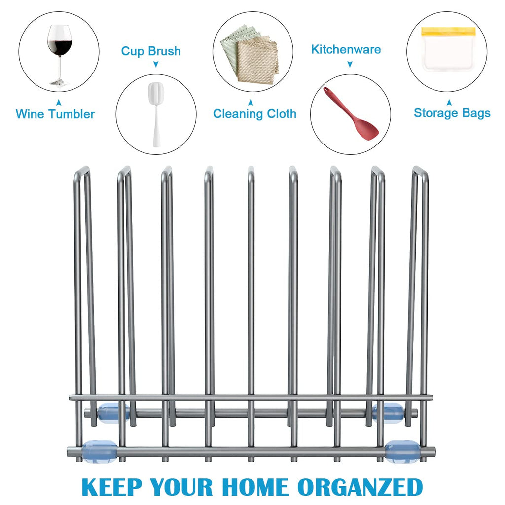 Reusable Storage Bags Rack, Drying Rack for Storage Bags, Stainless Stand for Reusable Freezer Containers & Vacuum Sealer Bags , File Organizer Desktop Storage, Kitchen Storage & Organization (Silver)
