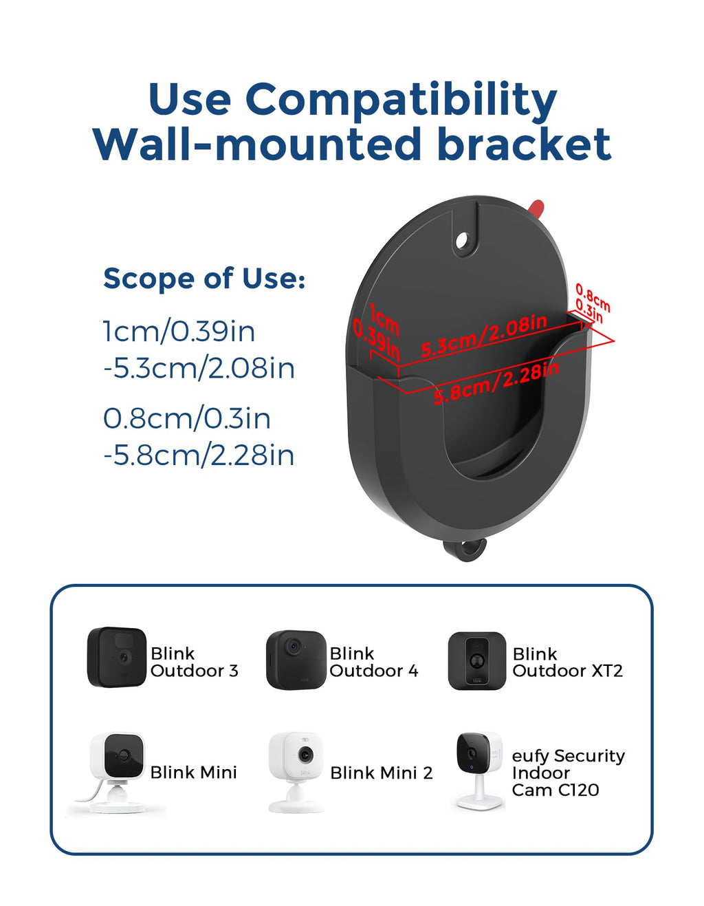 No Drill Ring Indoor Cam Adhesive Wall Mount Bracket, Strong Durable Adhesive Camera Mount Stand for Ring Indoor Cam(1st Gen and 2nd Gen) Blink Camera Mount, 2 Pack Mount Bracket