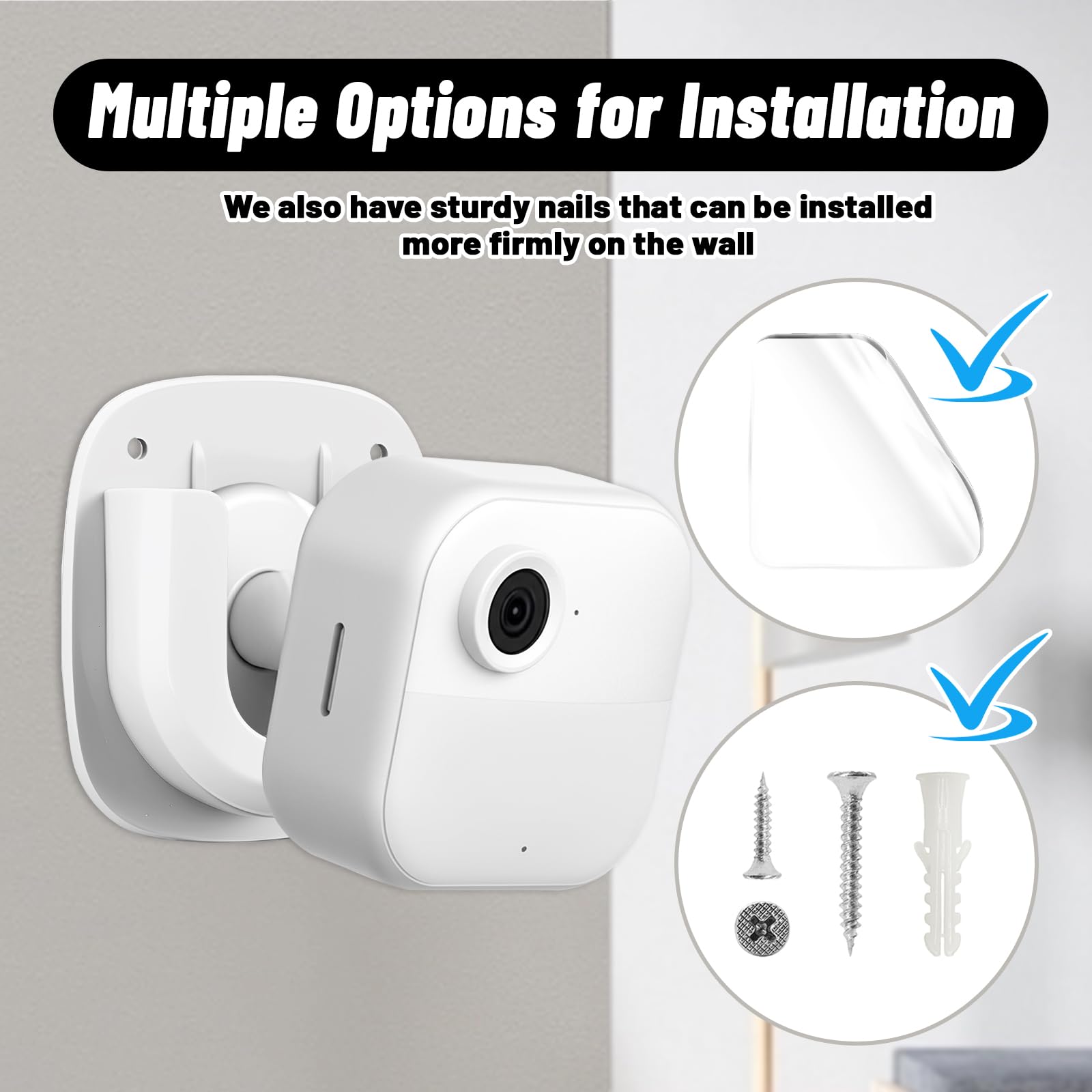 3 Pack Adhesive Wall Mount for Blink Mini/Blink Mini 2/ Blink Indoor/Blink Outdoor Cameras, No Drilling, No Screws, Easy Installation