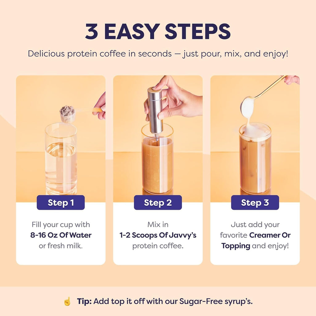 Javvy Protein Iced Coffee - Premium Whey Protein & Iced Coffees, 100% Natural Cold Brew, Zero Artificial Flavors & Sweeteners, 80mg Caffeine, No Added Sugar, 20 Servings, Caramel, 1 Pack