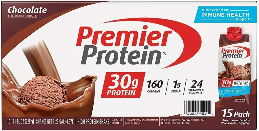 Premier Protein High Protein Shake, Chocolate, 11 Fl Oz, Pack of 15