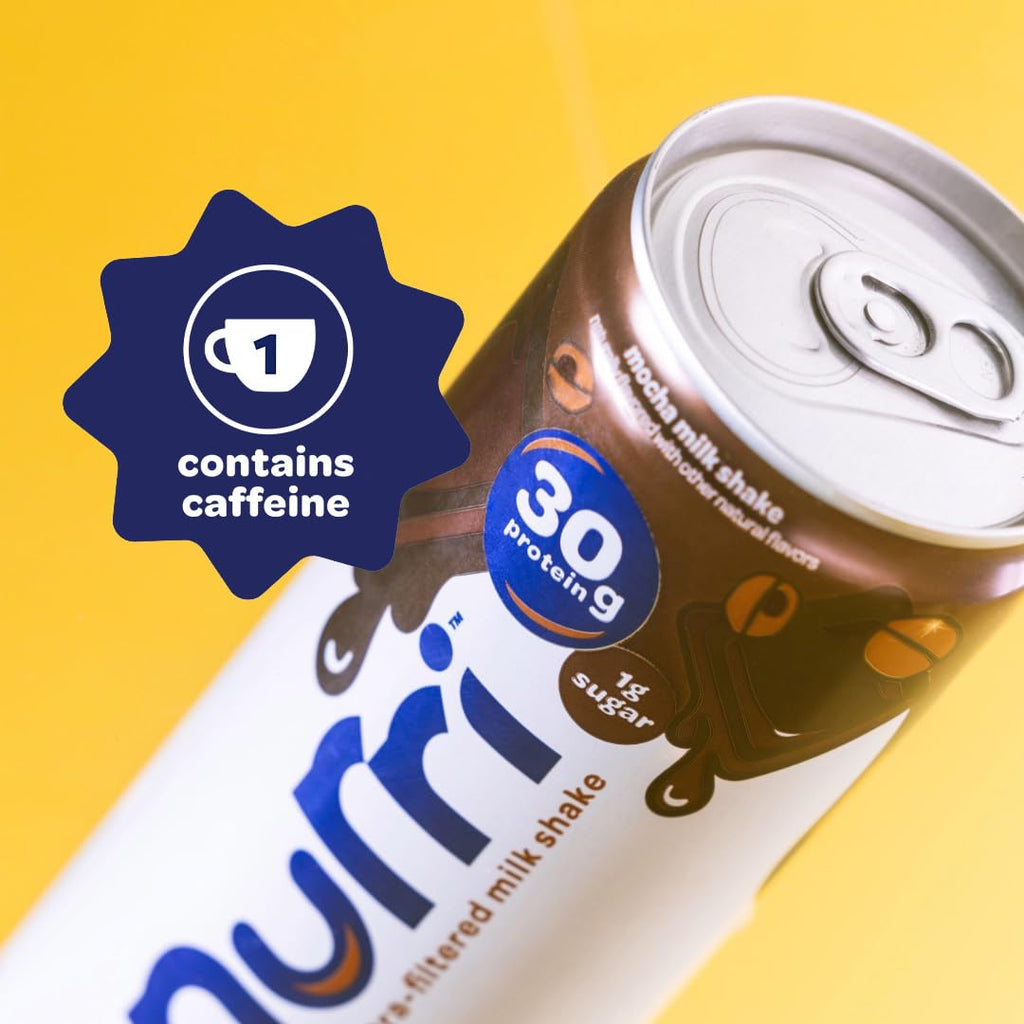 Nurri - 30g Protein Ultra Filtered Milk Shake – Mocha- with Caffeine for Energy, Lactose Free, Low Sugar, 150 Calories, 10 Vitamins and Minerals - 11 fl oz, 10 Cans
