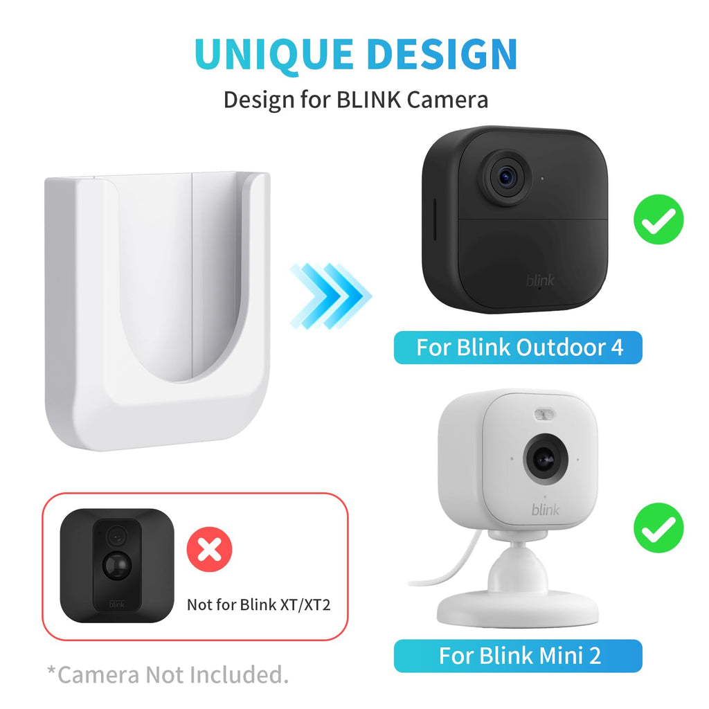 Blink Mini 2 Camera Adhesive Wall Mount Bracket, Strong Adhesive Durable Camera Mount Stand for Blink Mini Indoor Camera, No Drill, No Screws, Decorate Damage-Free, Easy to Install (2 Pack)