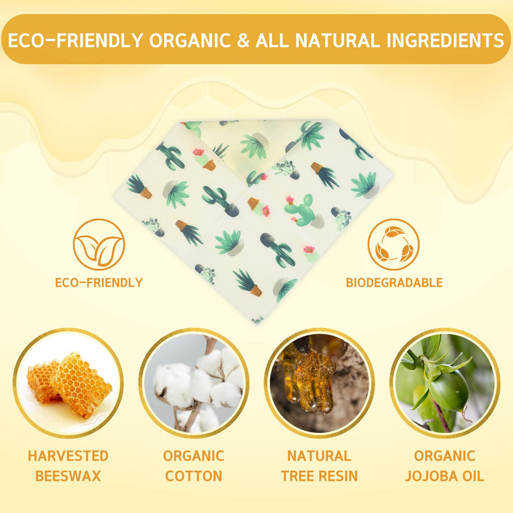 Reusable Beeswax Wrap - 9 Pack Beeswax Wraps for Food, Eco-Friendly Beeswax Food Wraps, Bread Sandwich Wrapper - Organic, Sustainable, Zero Waste, Reusable Plastic-Free Food Storage Wrap, 1XL, 3M, 5S