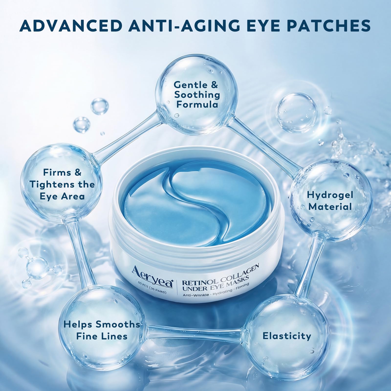 Retinol Collagen Under Eye Patches for Men & Women 30 Pairs | Hydrogel Eye Masks for Dark Circles, Wrinkles & Firming - Hydrating Anti-Aging Gel Pads