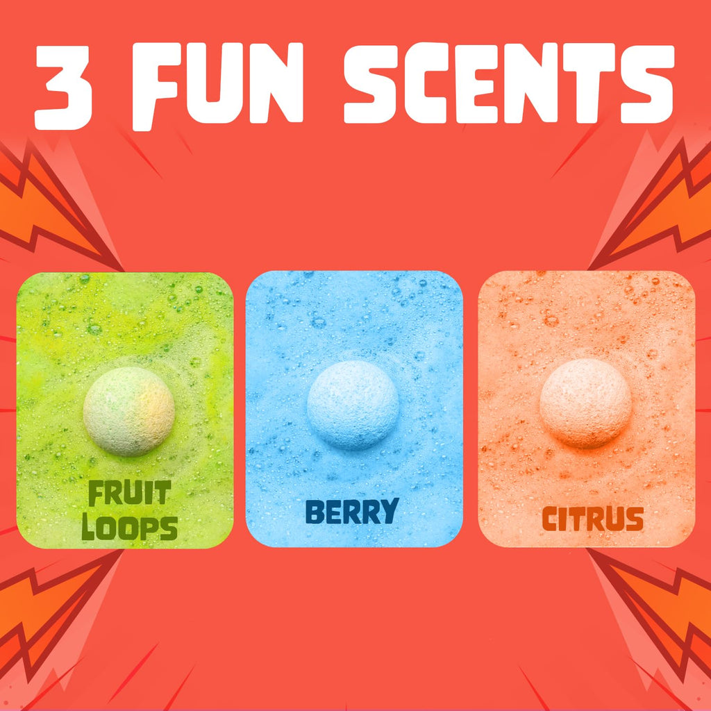 Superhero Bath Bombs for Kids & Boys with Surprise Hero Toys Inside (1 Pack) - Large Bubble Bath Bombs for Boys & Girls - Birthday Gift & Goodie Bags for Kids - Fruity Scent, USA Made by Two Sisters