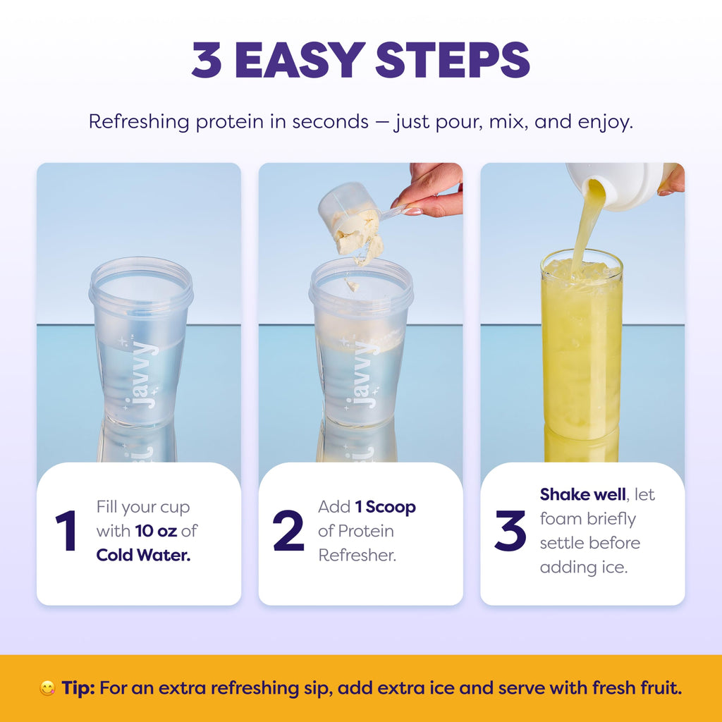 Javvy Clear Protein Refresher Drink Mix – 10g of Whey Protein and Collagen Peptides, Electrolytes Powder, Natural Flavors, 0g of Sugar, 45mg Caffeine, 20 Servings, Strawberry Berry Acai