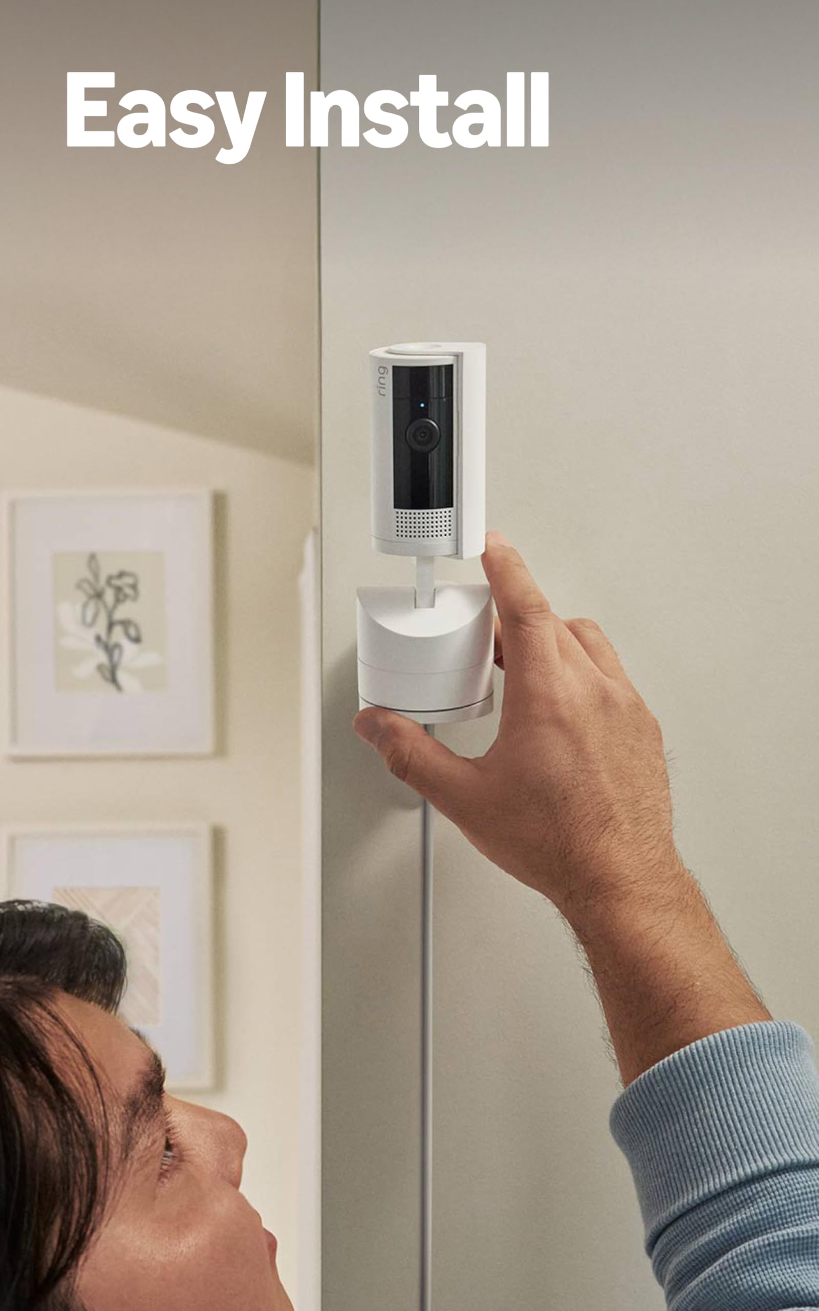 Ring Pan-Tilt Indoor Cam (newest model), See all around your home or business with 360° pan coverage, HD video, plus Two-Way Talk, White