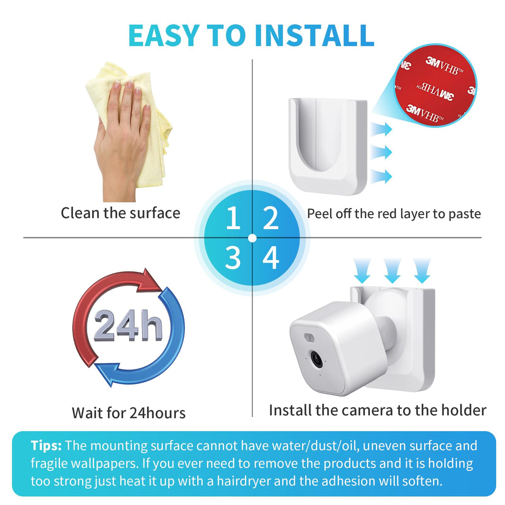 Blink Mini 2 Camera Adhesive Wall Mount Bracket, Strong Adhesive Durable Camera Mount Stand for Blink Mini Indoor Camera, No Drill, No Screws, Decorate Damage-Free, Easy to Install (2 Pack)