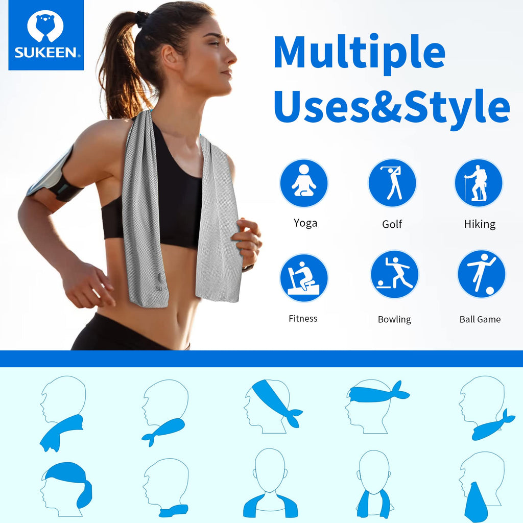 Sukeen 4 Pack Cooling Towels for Hot Weather 40"x12", Gym Towels for Men and Women, Soft Breathable Workout Towels for Yoga, Running, Sport, & More