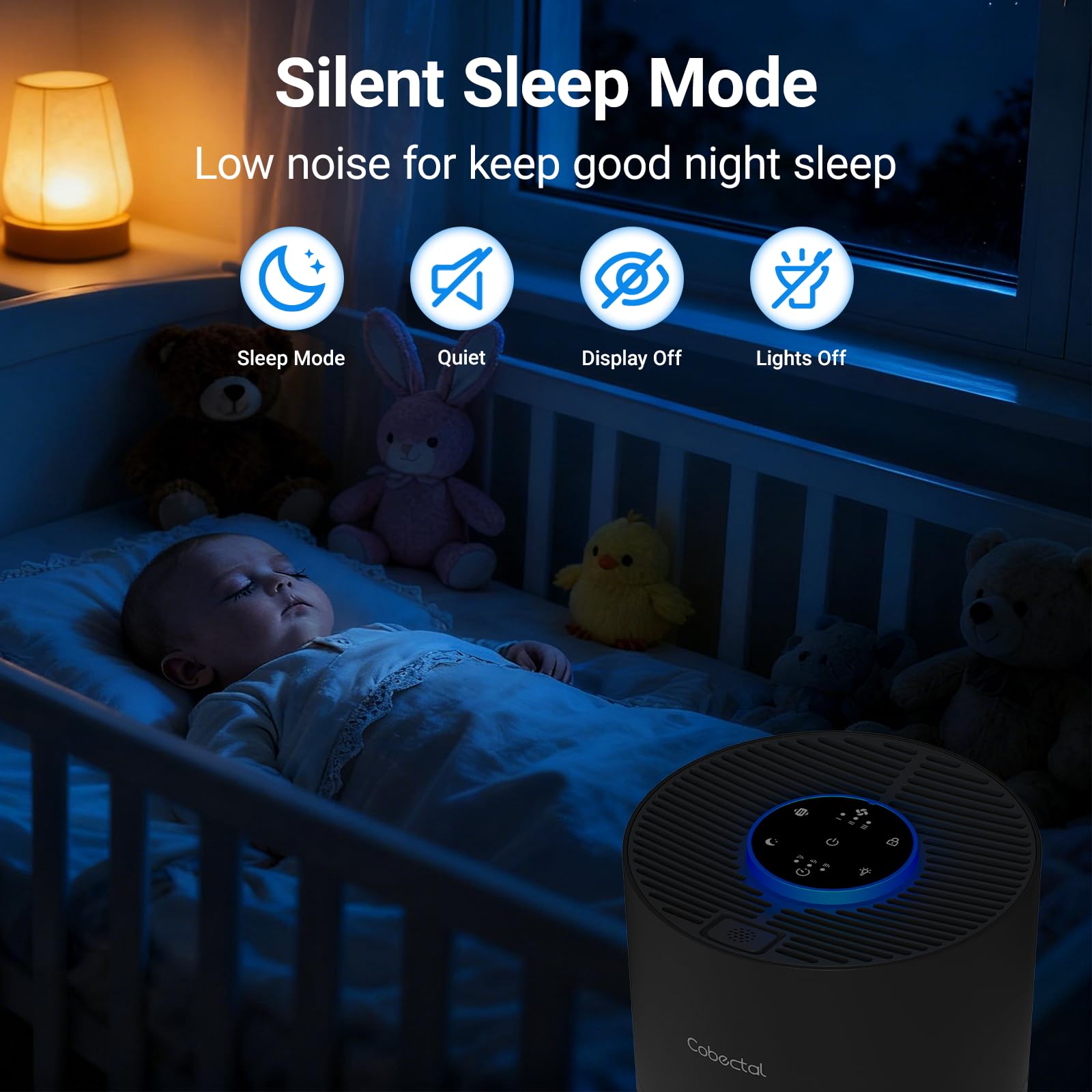 Air Purifiers for Bedroom Home, Cobectal Air Cleaner with HEPA 3-in-1 Filter for Room up to 1050 ft², Aroma Function, Sleep Mode, Portable Air Purifiers for Office, Dorm, RVs, White