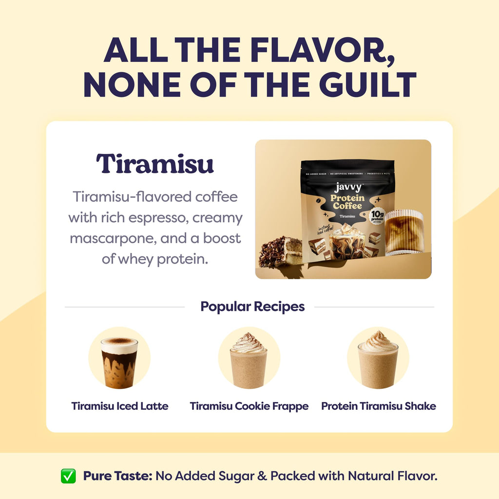 Javvy Protein Iced Coffee - Premium Whey Protein & Iced Coffees, 100% Natural Cold Brew, Zero Artificial Flavors & Sweeteners, 80mg Caffeine, No Added Sugar, 20 Servings, Caramel, 1 Pack